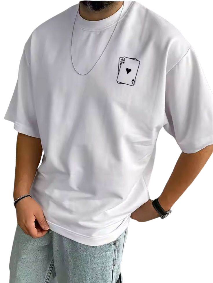 Ace Cards Minimal Chest Print T-Shirt