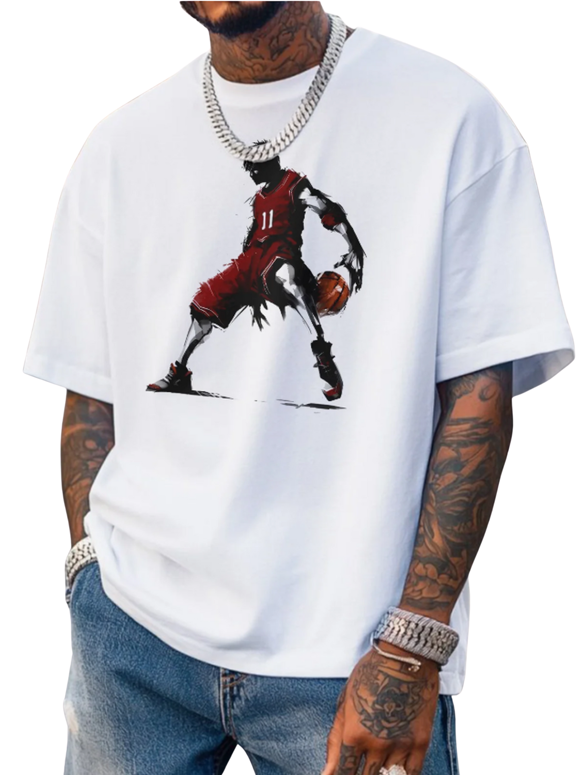 Basketball Dribble Street Art Graphic T-Shirt