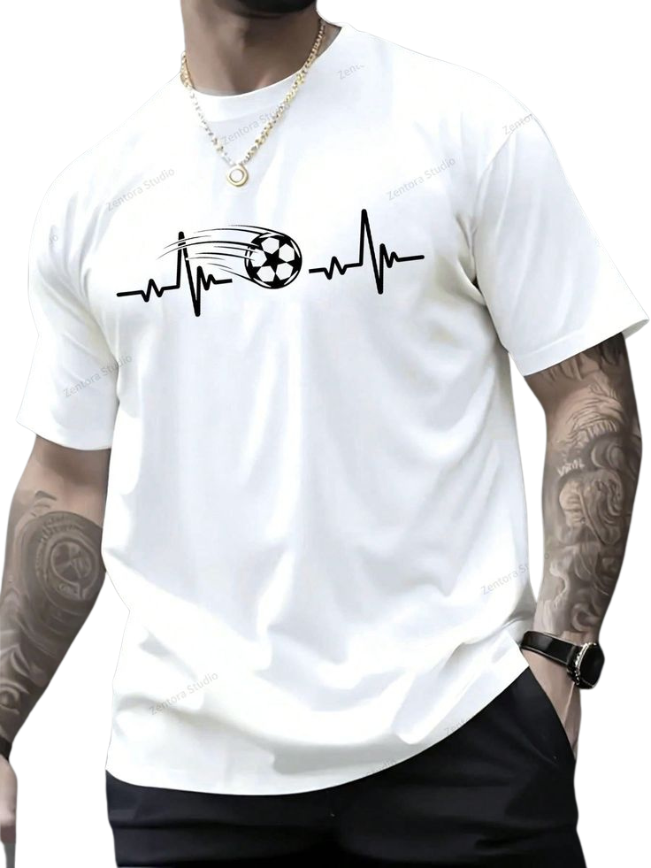 Football Heartbeat Line Art T-Shirt