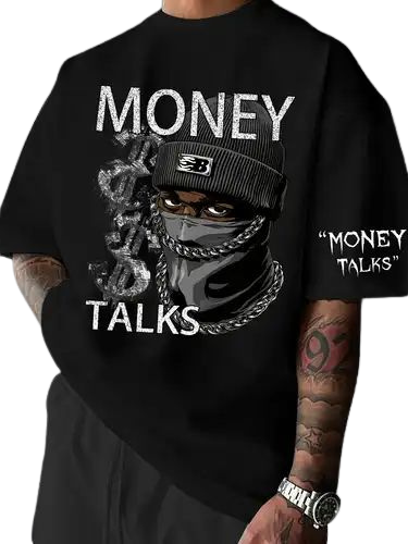 Money Talks Masked Streetwear Graphic T-Shirt