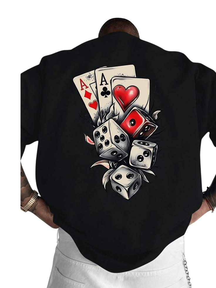 Playing Cards & Dice Street Art Graphic T-Shirt