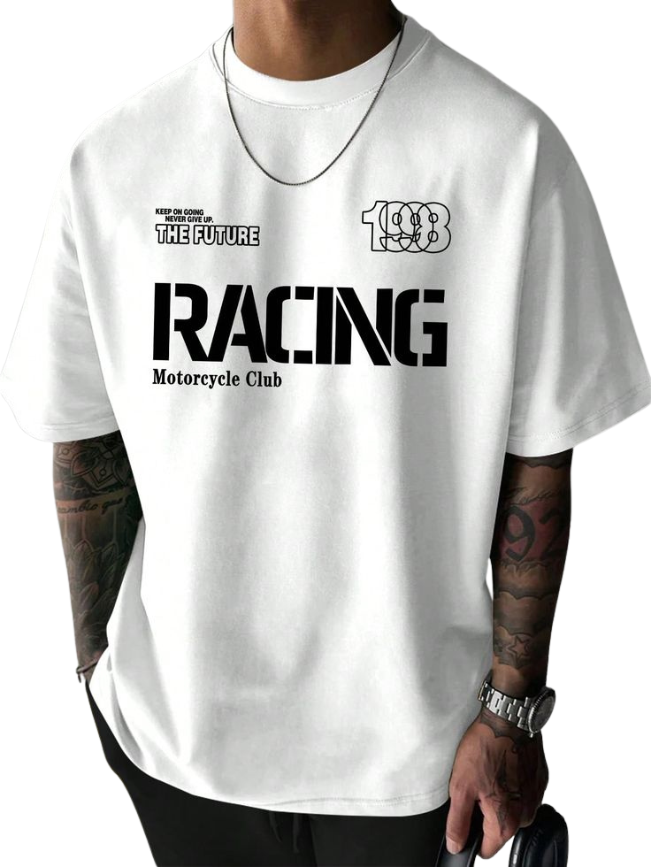 Racing Motorcycle Club Typography T-Shirt