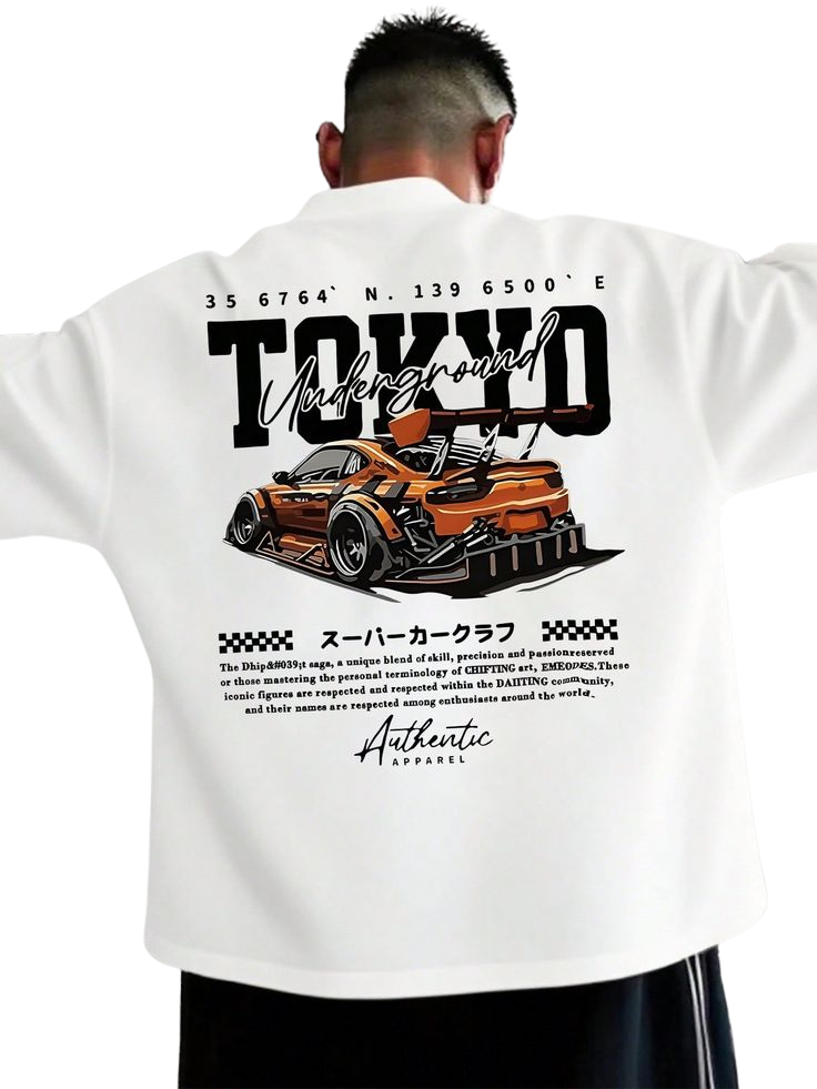 Tokyo Underground Drift Car Back Print T-Shirt