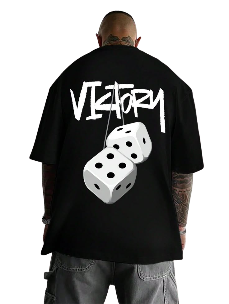 Victory Dice Back Print Streetwear T-Shirt